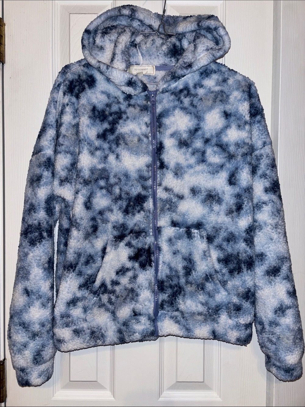 Plush Hooded Zip Jacket for Kids - Blue Tie-Dye